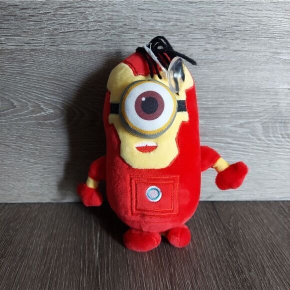 9" Minion Suction Cup Window Hanging Plush Toy Superhero Iron man - Picture 1 of 4